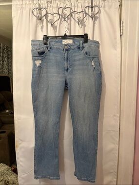 Hollister Light Blue Straight Leg Jeans with Subtle Distressing